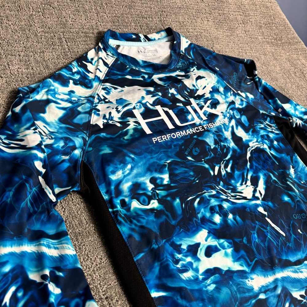 Huk Blue and White Performance Shirt